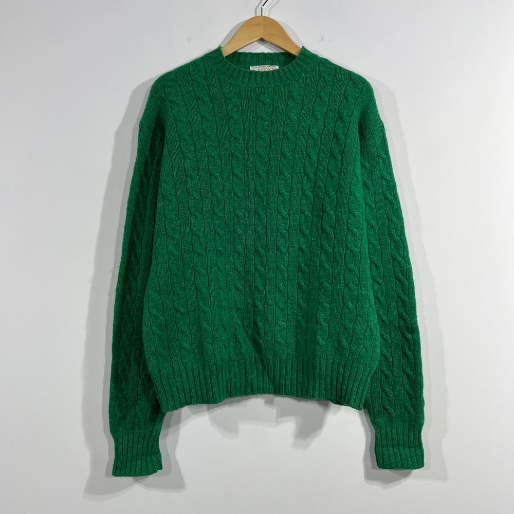 Aston Vintage Fisherman Cable Knit Sweater 100% Shetland New Wool Womens XXL